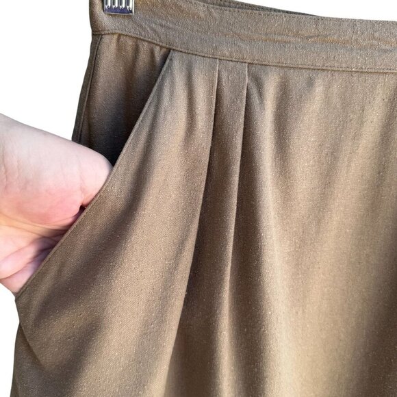 Liz Claiborne Petite Vintage Silk Womens Tan Side Button Lined Pencil Skirt 6P - Picture 5 of 9